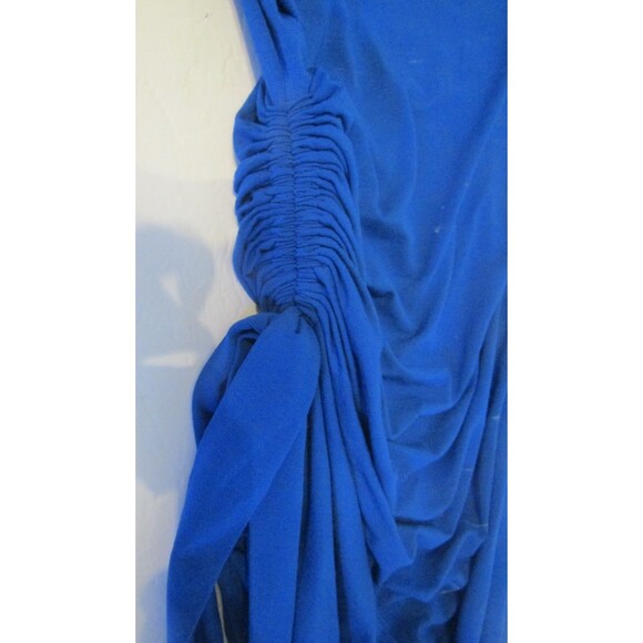Cache Dress Blue Knee Length Slit Sleeves Roughed Side Stretchy Womens Size M - Picture 6 of 8